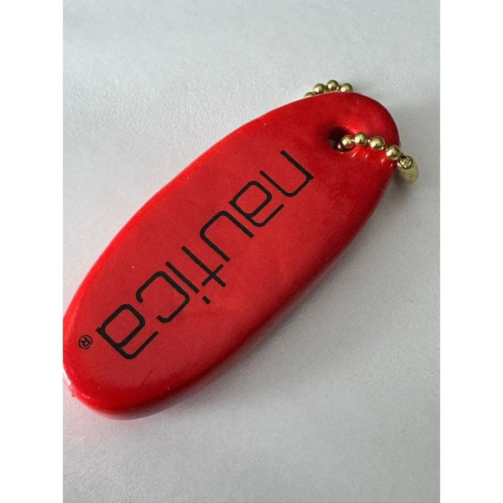 Nautica Vintage Floating Keychain Orange Red Foam Boating Water Sports Ring Logo